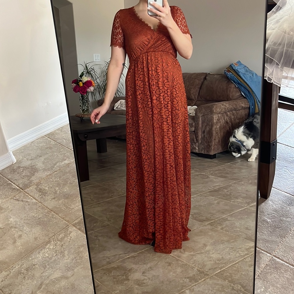 Copper lace dress
